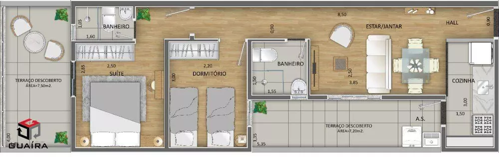 Apartamento à venda com 2 quartos, 44m² - Foto 1