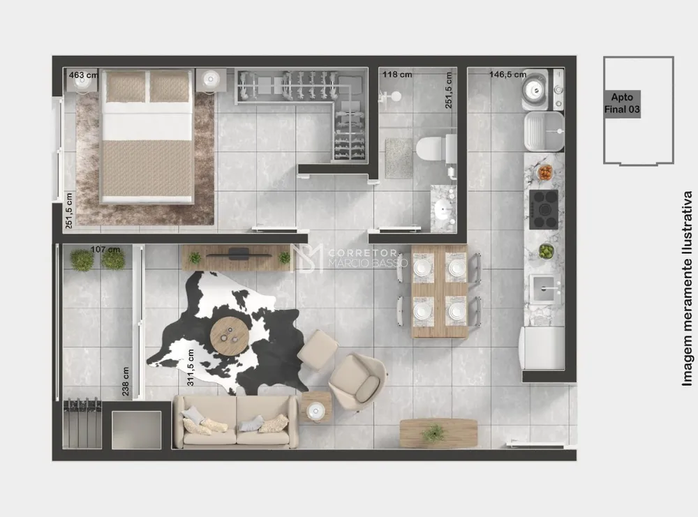 Apartamento, 1 quarto, 47 m² - Foto 4
