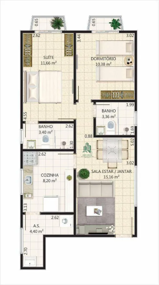 Apartamento, 2 quartos, 70 m² - Foto 1