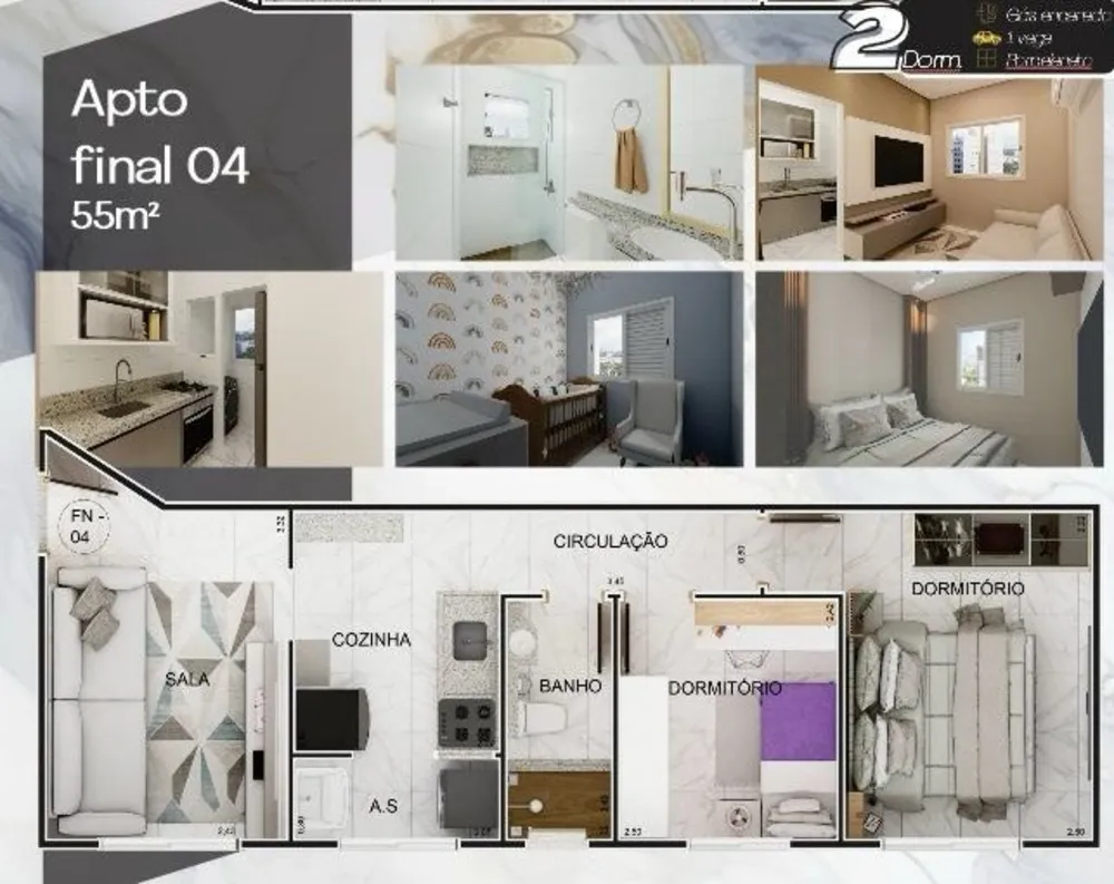 Apartamento, 2 quartos, 57 m² - Foto 7