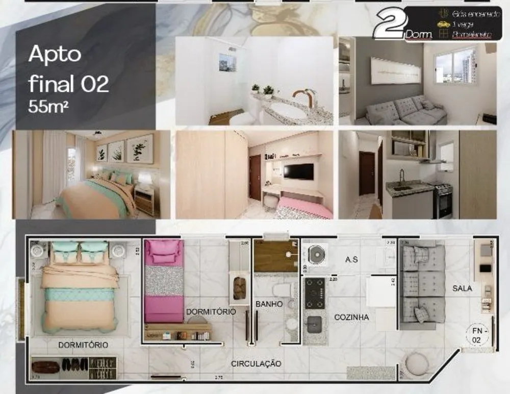 Apartamento, 2 quartos, 57 m² - Foto 3