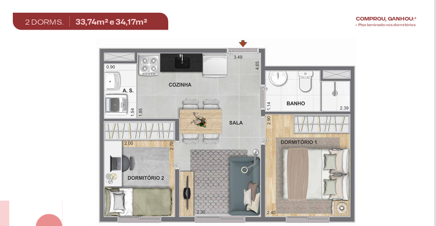 Apartamento à venda com 2 quartos, 34m² - Foto 6