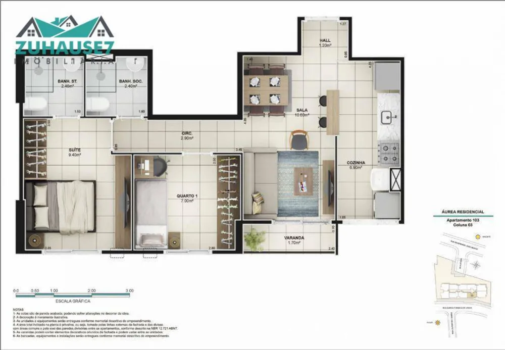Apartamento, 2 quartos, 52 m² - Foto 2