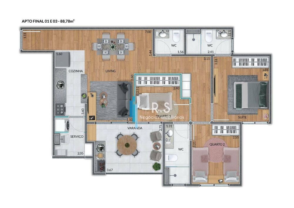Apartamento, 2 quartos, 88 m² - Foto 3