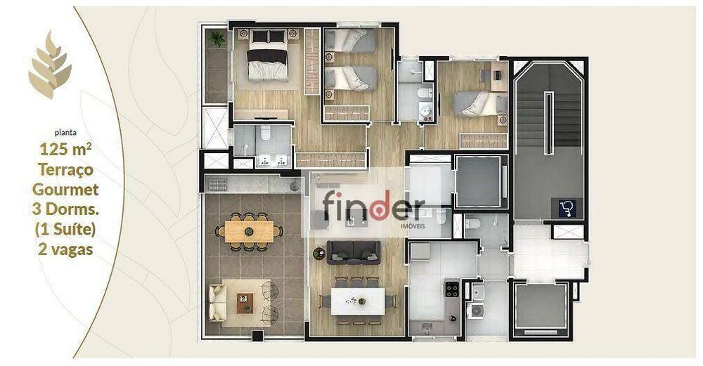 Apartamento, 3 quartos, 125 m² - Foto 1