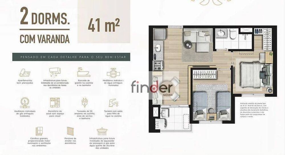 Apartamento, 2 quartos, 41 m² - Foto 3