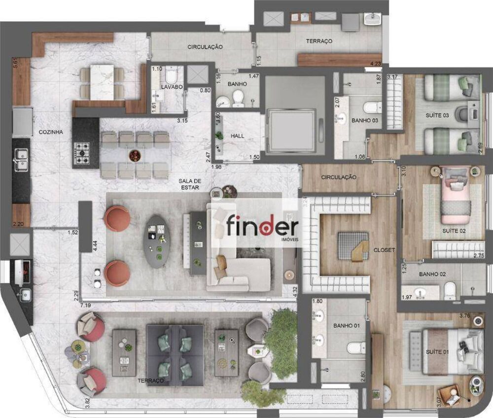 Apartamento, 3 quartos, 196 m² - Foto 2