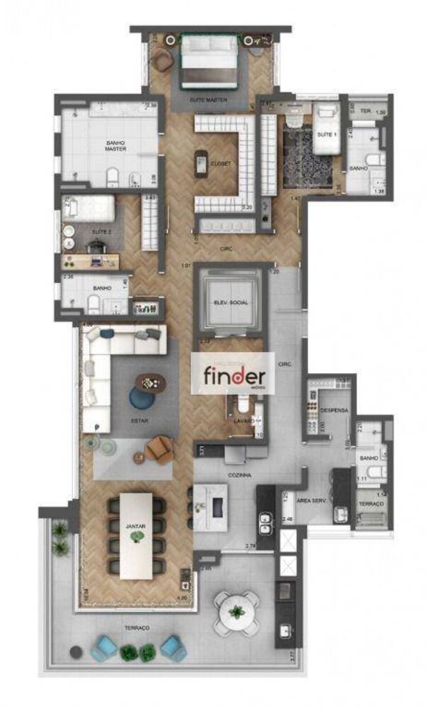 Apartamento, 3 quartos, 315 m² - Foto 2