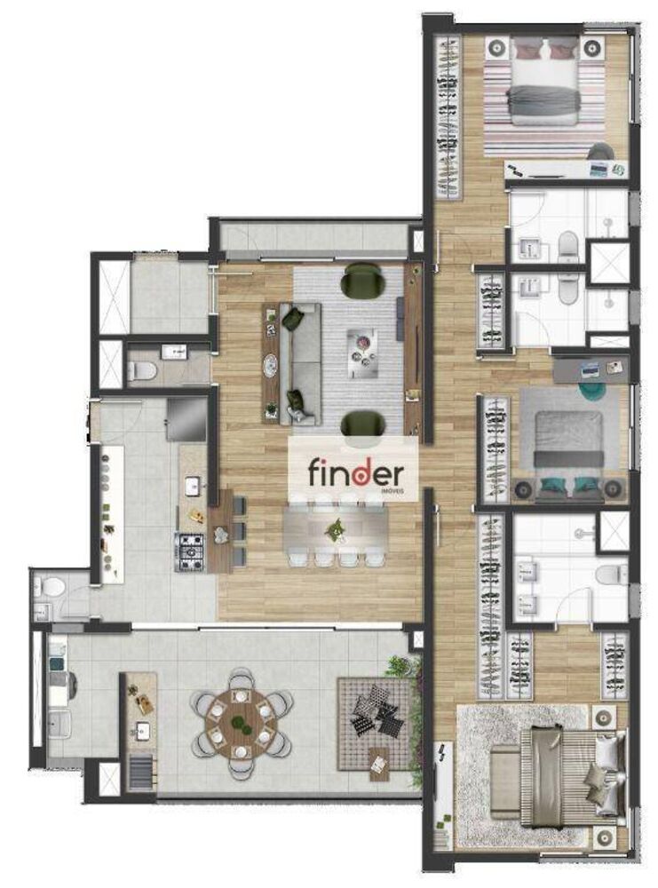 Apartamento, 3 quartos, 163 m² - Foto 1