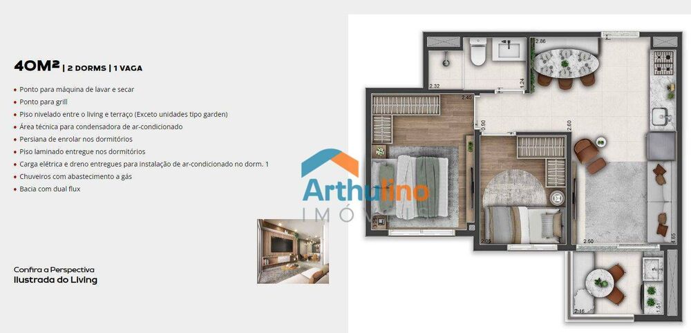 Apartamento, 2 quartos, 40 m² - Foto 2