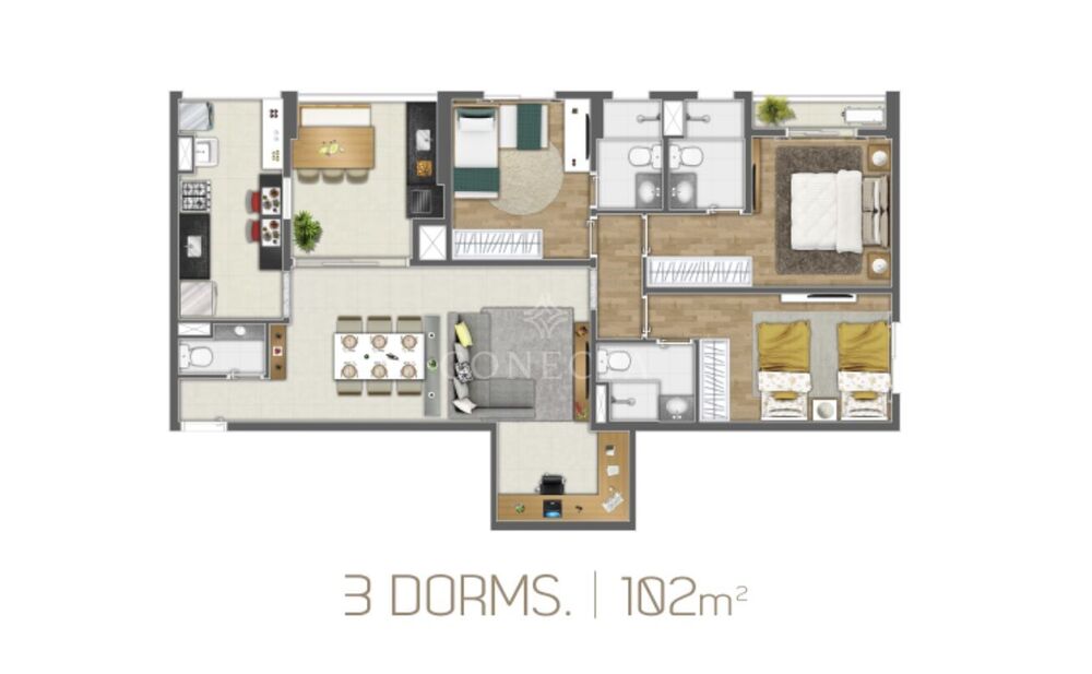 Apartamento, 3 quartos, 102 m² - Foto 1