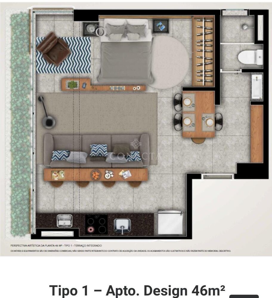 Apartamento, 1 quarto, 46 m² - Foto 2
