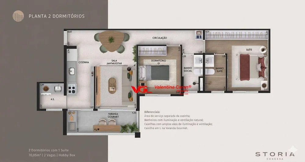 Apartamento, 2 quartos, 70 m² - Foto 3