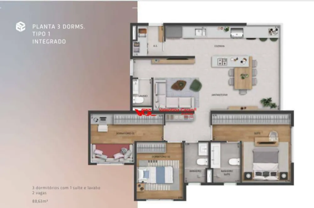 Apartamento, 3 quartos, 86 m² - Foto 1