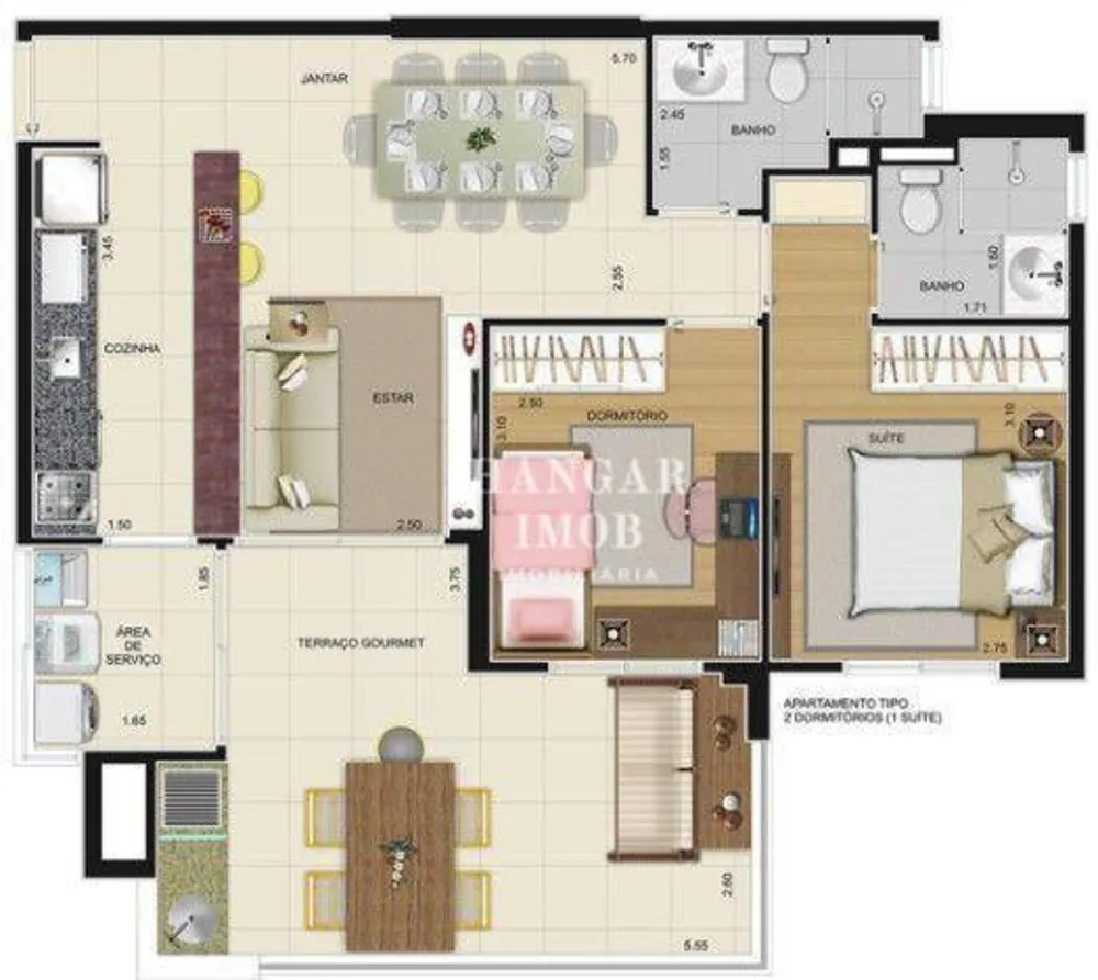 Apartamento, 2 quartos, 80 m² - Foto 2