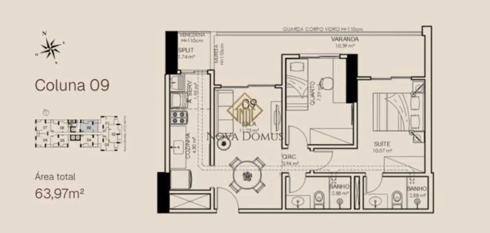 Apartamento, 2 quartos, 56 m² - Foto 2
