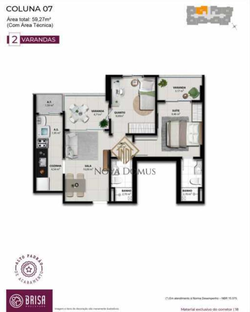 Apartamento, 2 quartos, 59 m² - Foto 3