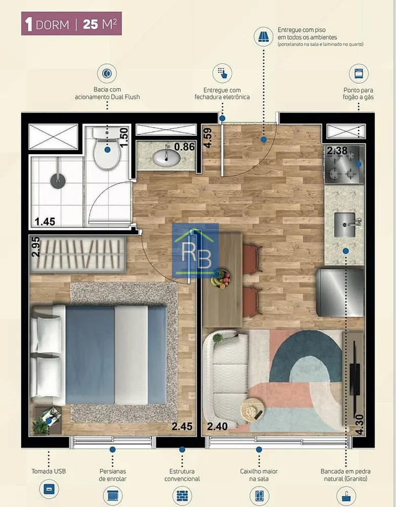 Apartamento, 1 quarto, 25 m² - Foto 4