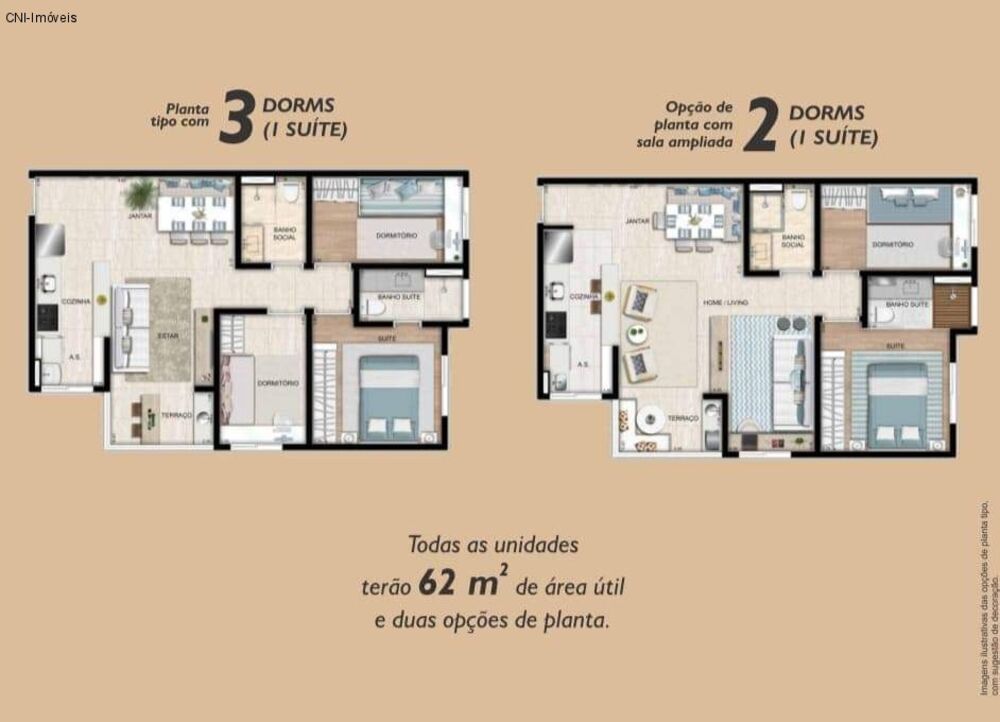Apartamento, 3 quartos, 62 m² - Foto 2