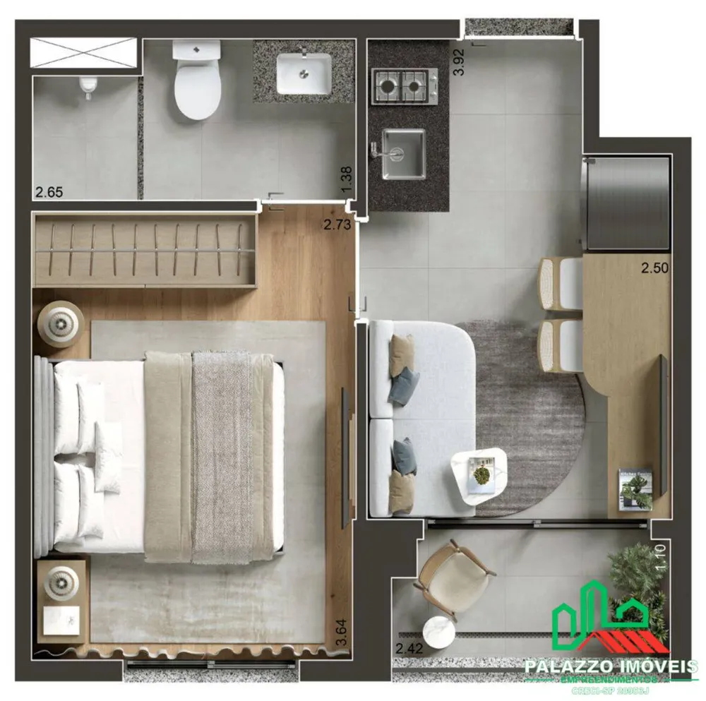 Apartamento, 1 quarto, 26 m² - Foto 3