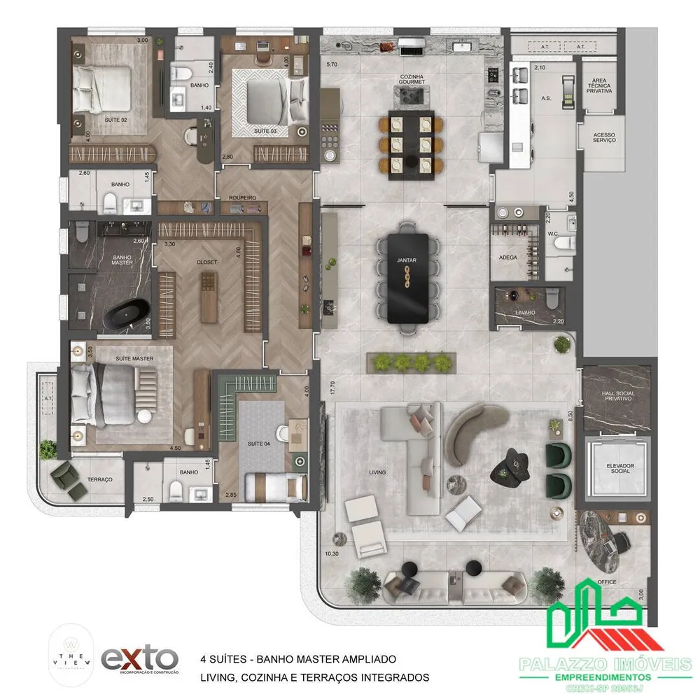 Cobertura, 4 quartos, 290 m² - Foto 12