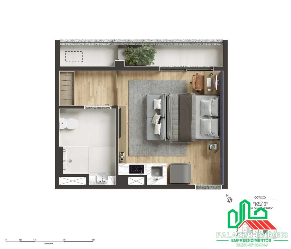 Apartamento, 1 quarto, 29 m² - Foto 1