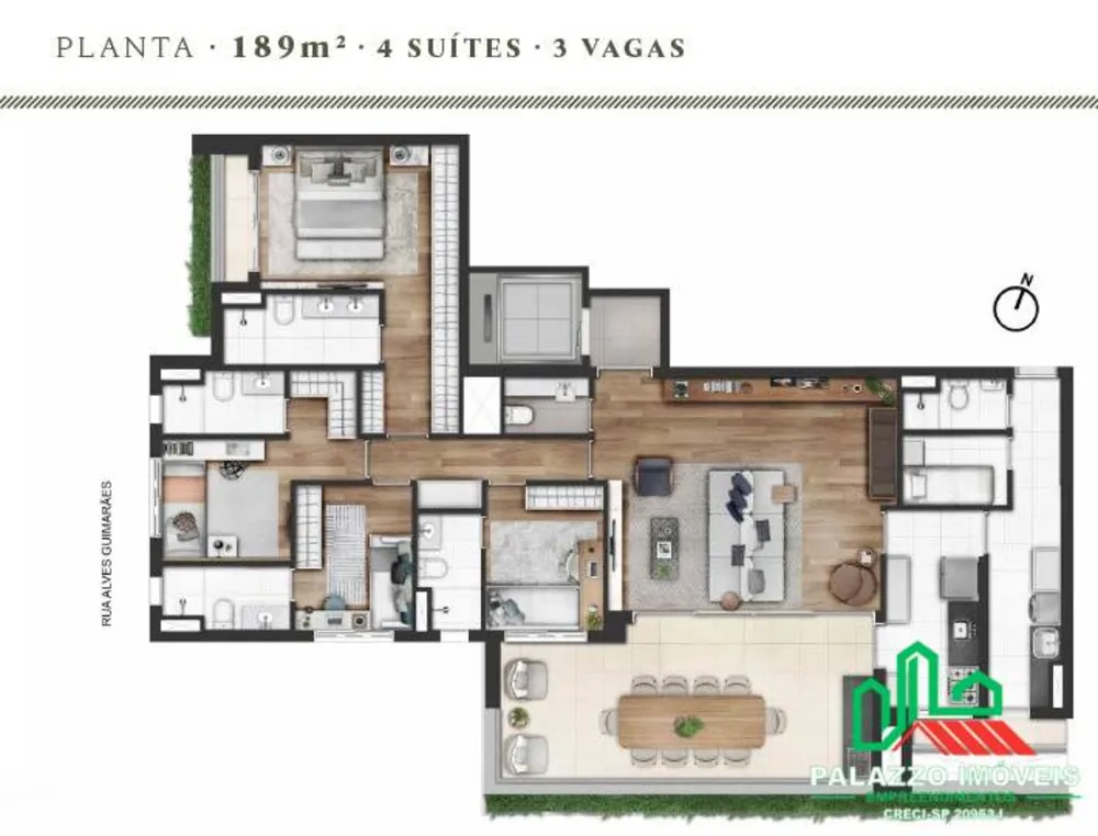Apartamento, 3 quartos, 185 m² - Foto 2