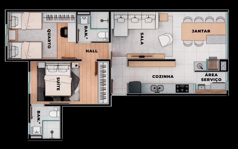 Apartamento, 2 quartos, 65 m² - Foto 2
