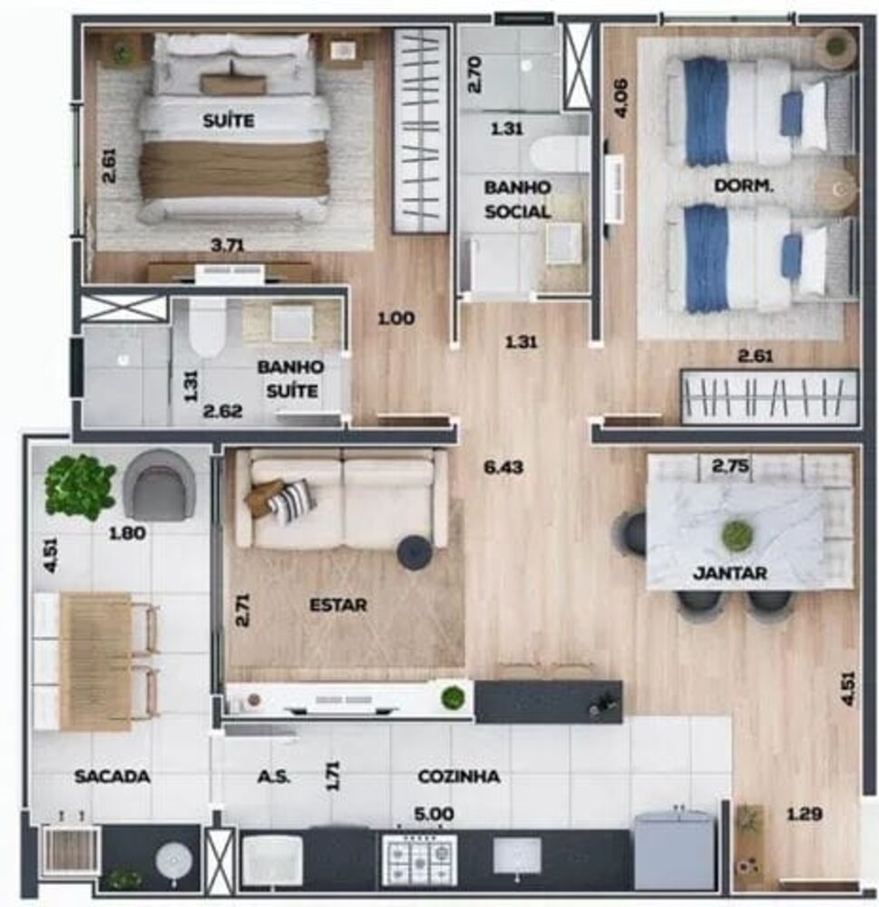 Apartamento, 2 quartos, 76 m² - Foto 2