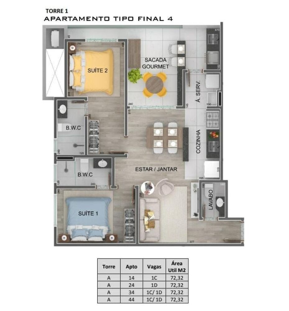 Apartamento, 2 quartos, 72 m² - Foto 1