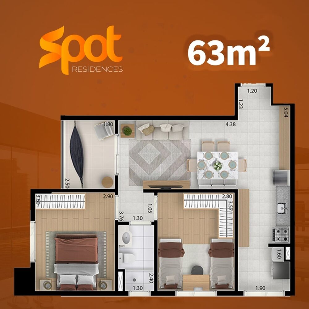 Apartamento, 2 quartos, 63 m² - Foto 2