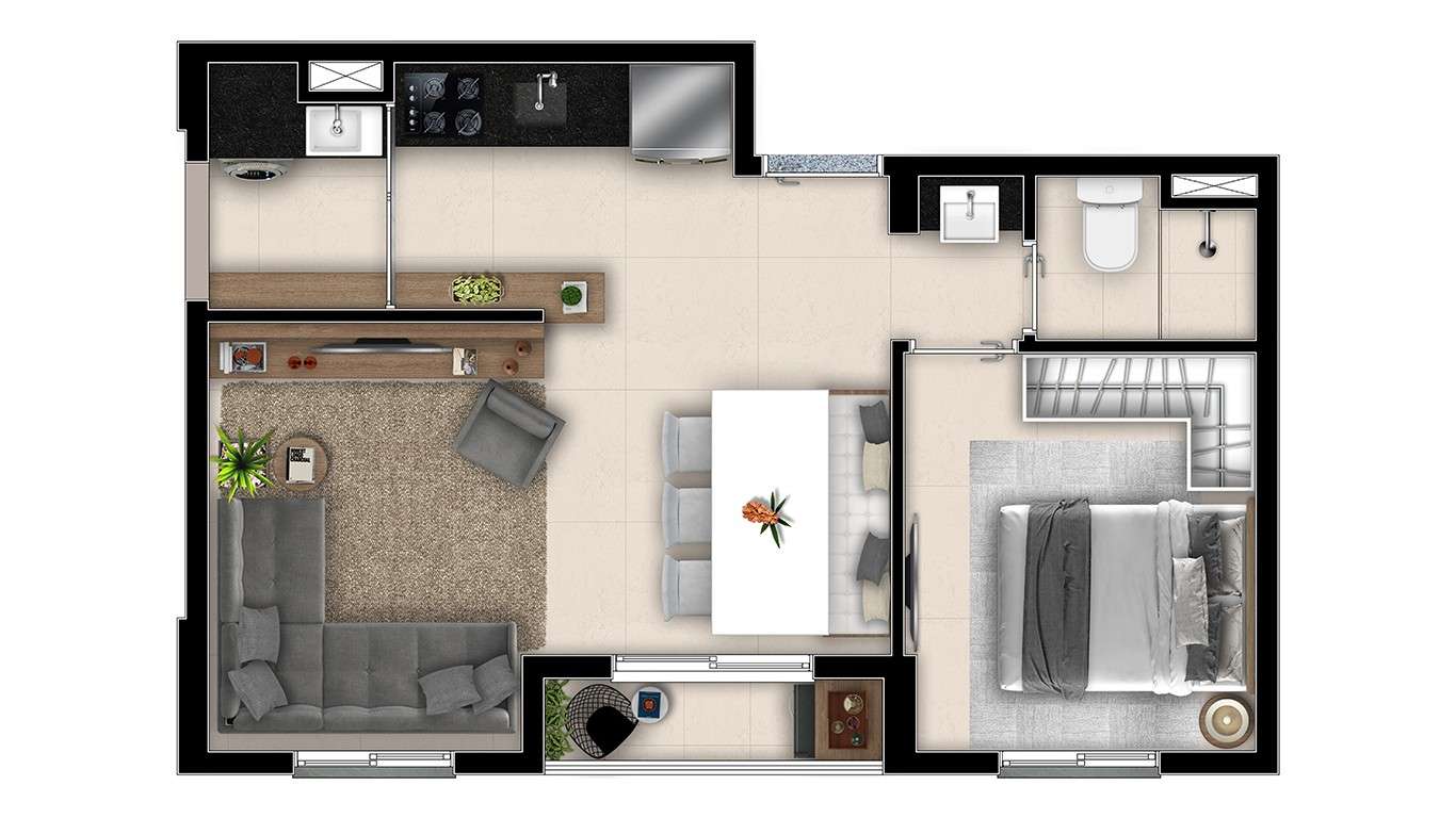 Apartamento à venda com 2 quartos, 38m² - Foto 3