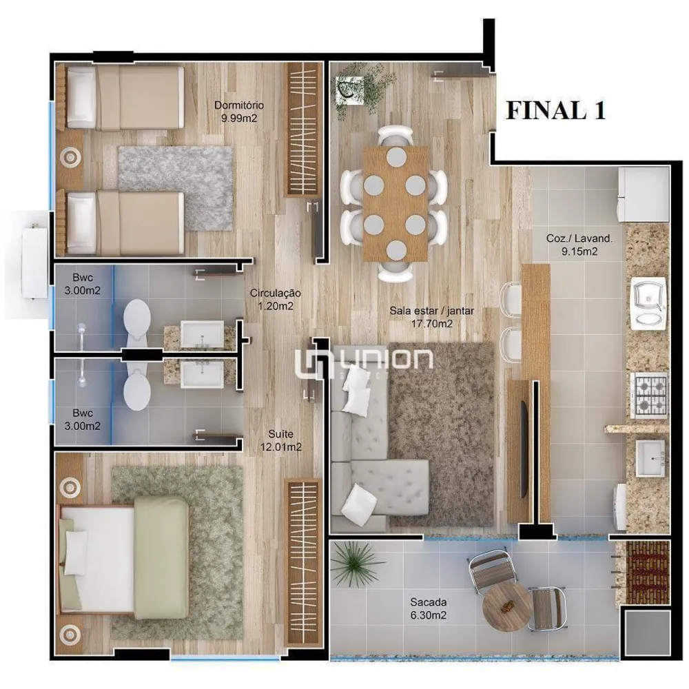 Apartamento, 2 quartos, 63 m² - Foto 2