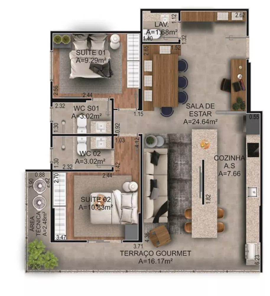 Apartamento, 2 quartos, 88 m² - Foto 2