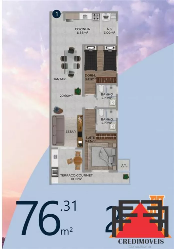 Apartamento, 1 quarto - Foto 2