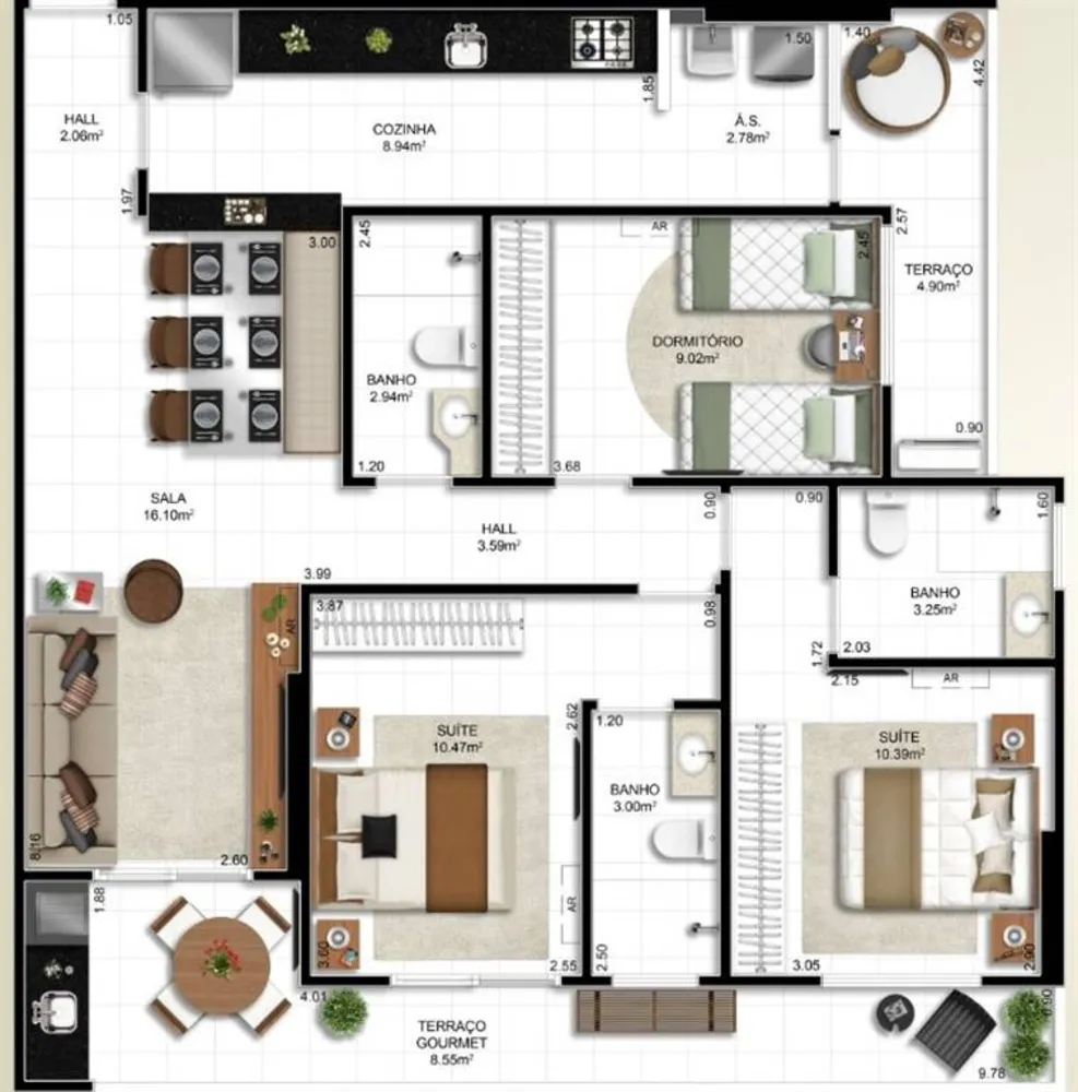 Apartamento, 3 quartos, 101 m² - Foto 1