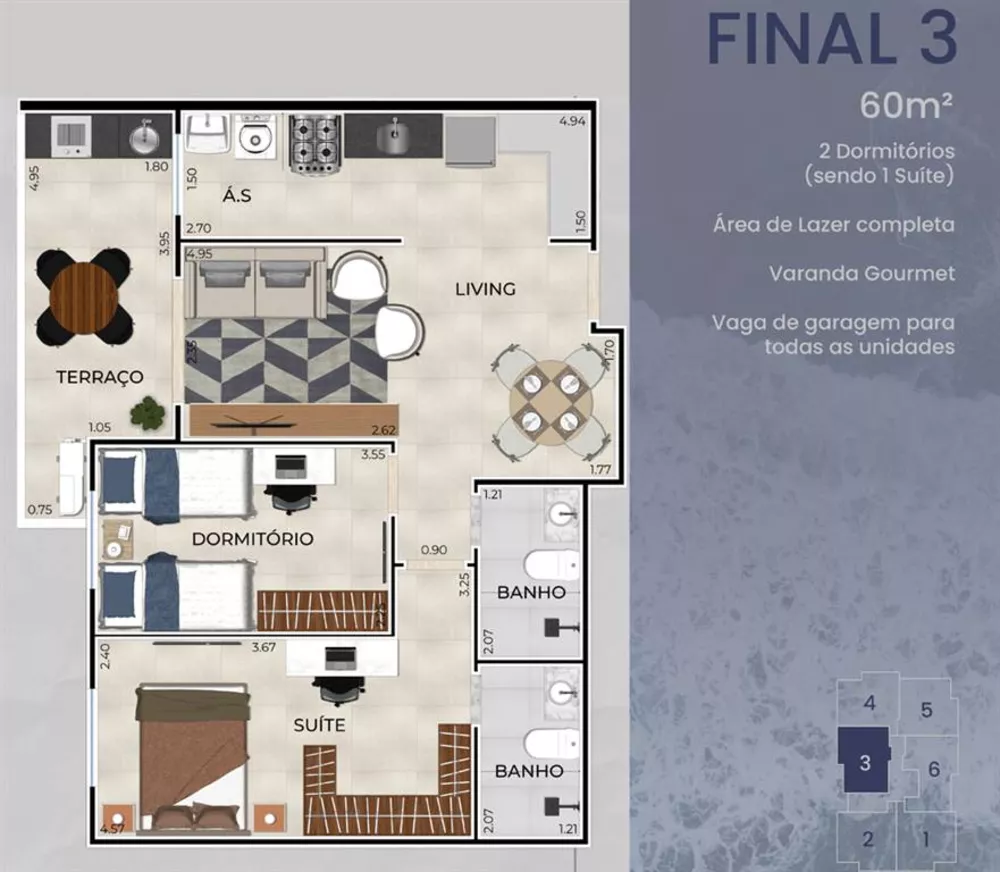Apartamento, 2 quartos, 61 m² - Foto 1