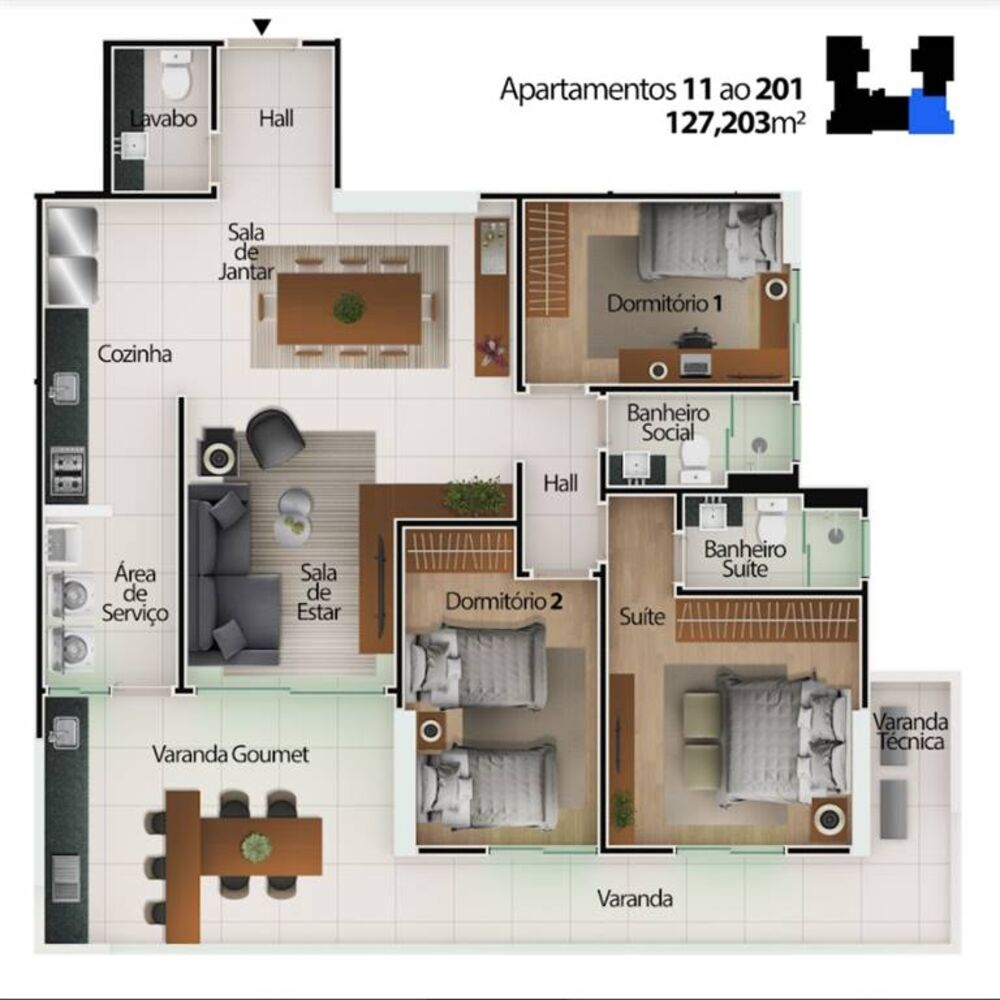 Apartamento, 3 quartos, 127 m² - Foto 7