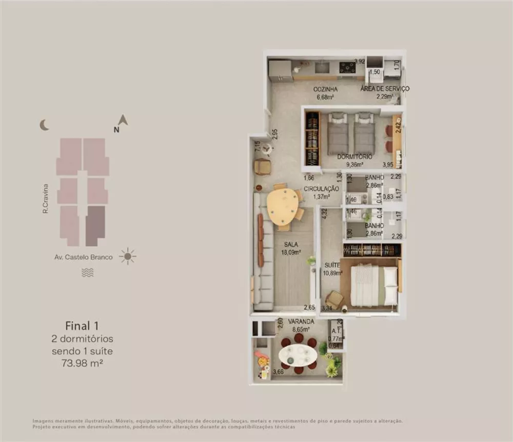 Apartamento, 2 quartos, 74 m² - Foto 14