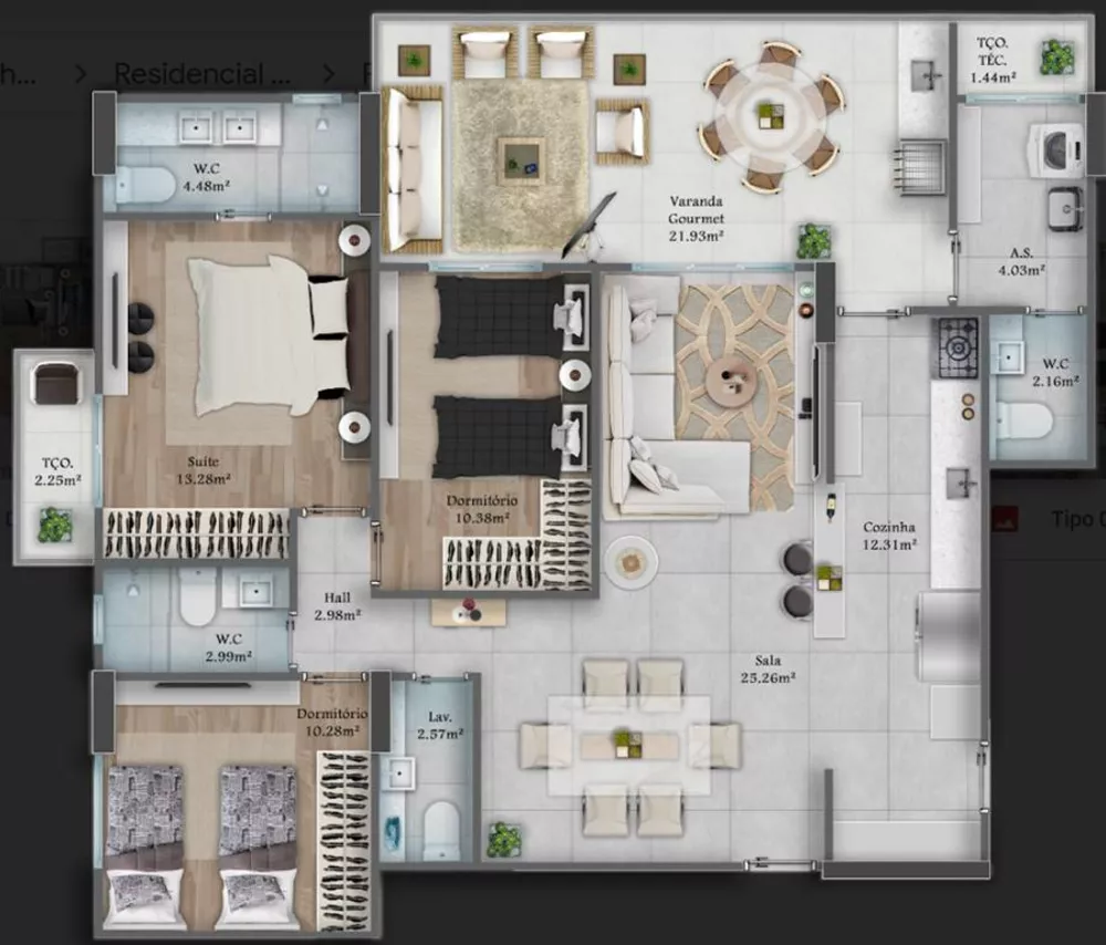 Apartamento, 3 quartos, 128 m² - Foto 2