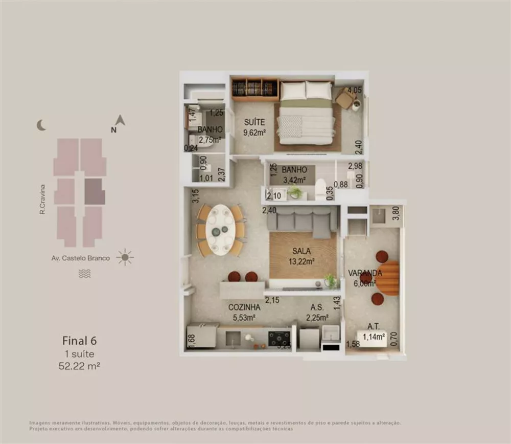 Apartamento, 1 quarto, 52 m² - Foto 9