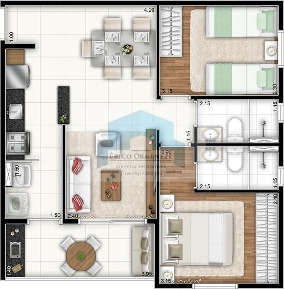 Apartamento, 2 quartos, 54 m² - Foto 2