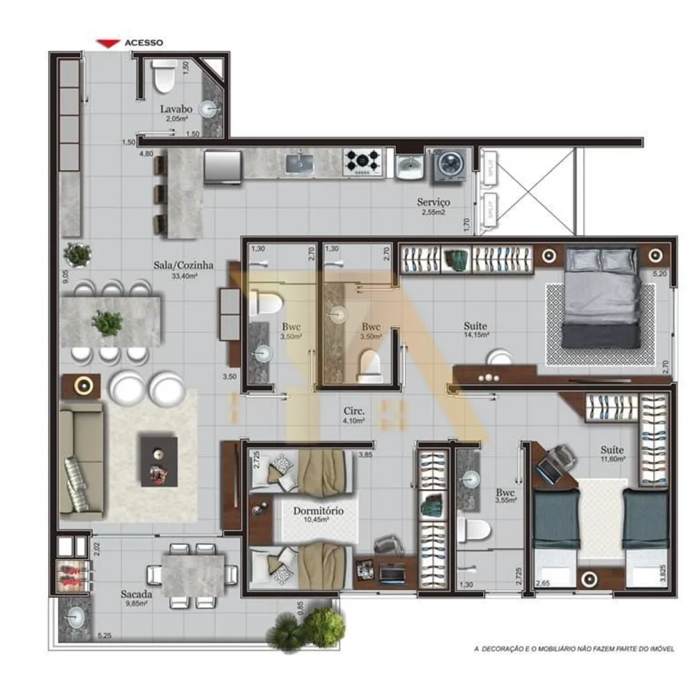 Flat/Apart Hotel, 2 quartos, 65 m² - Foto 12