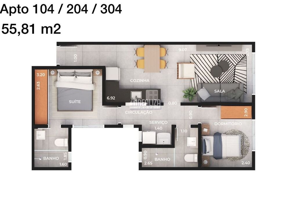 Apartamento, 2 quartos, 55 m² - Foto 6