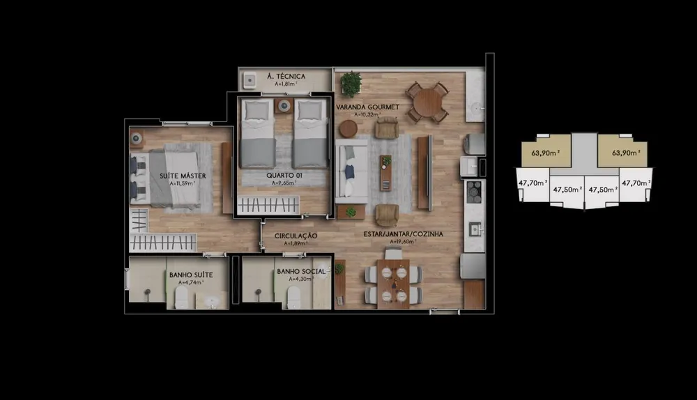 Apartamento, 2 quartos, 64 m² - Foto 12