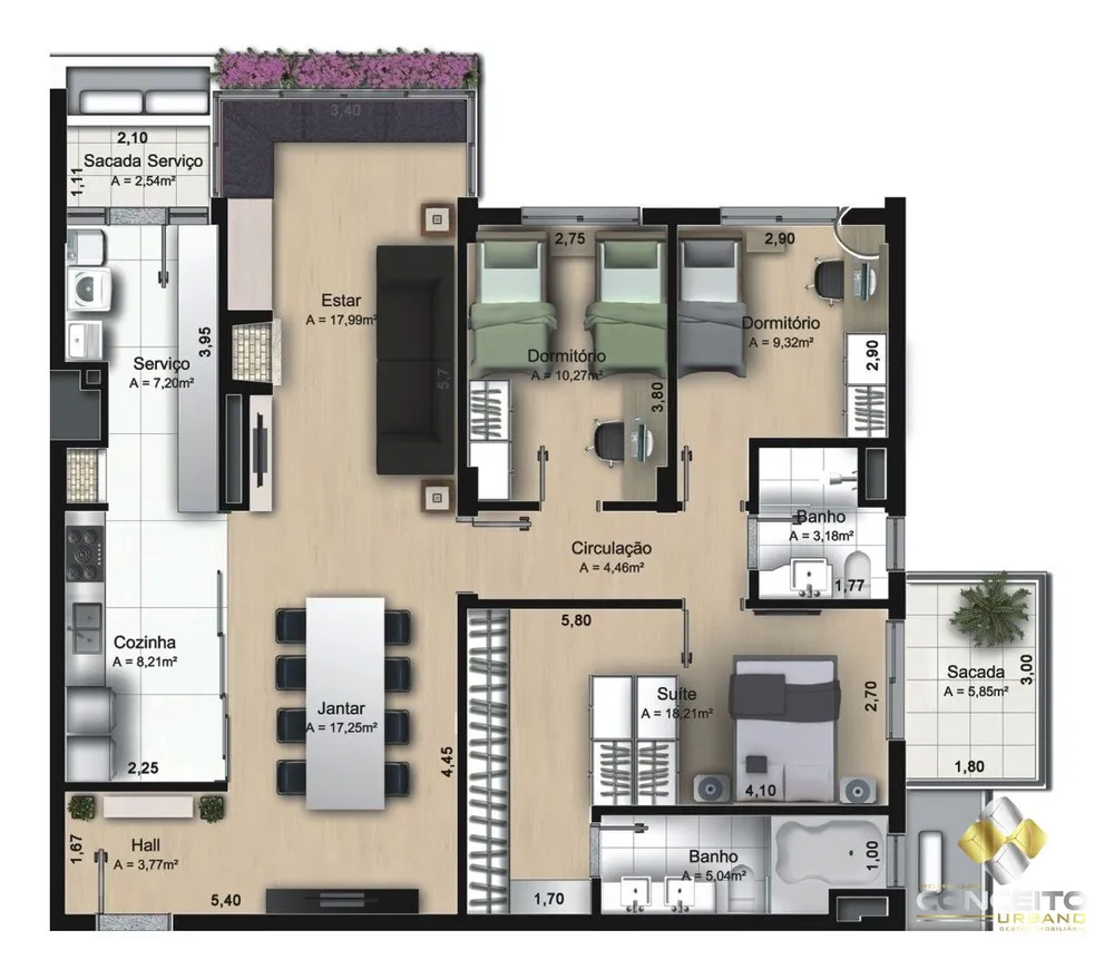 Apartamento, 3 quartos, 136 m² - Foto 1