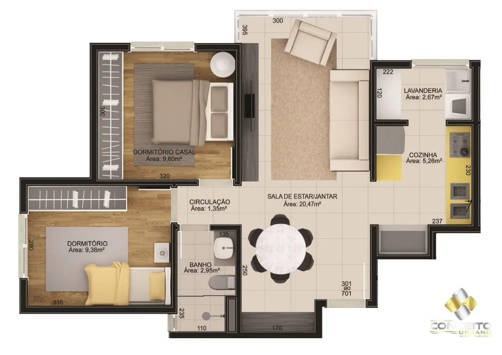 Apartamento, 2 quartos, 100 m² - Foto 3