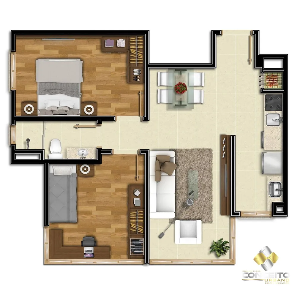 Apartamento, 2 quartos, 56 m² - Foto 3