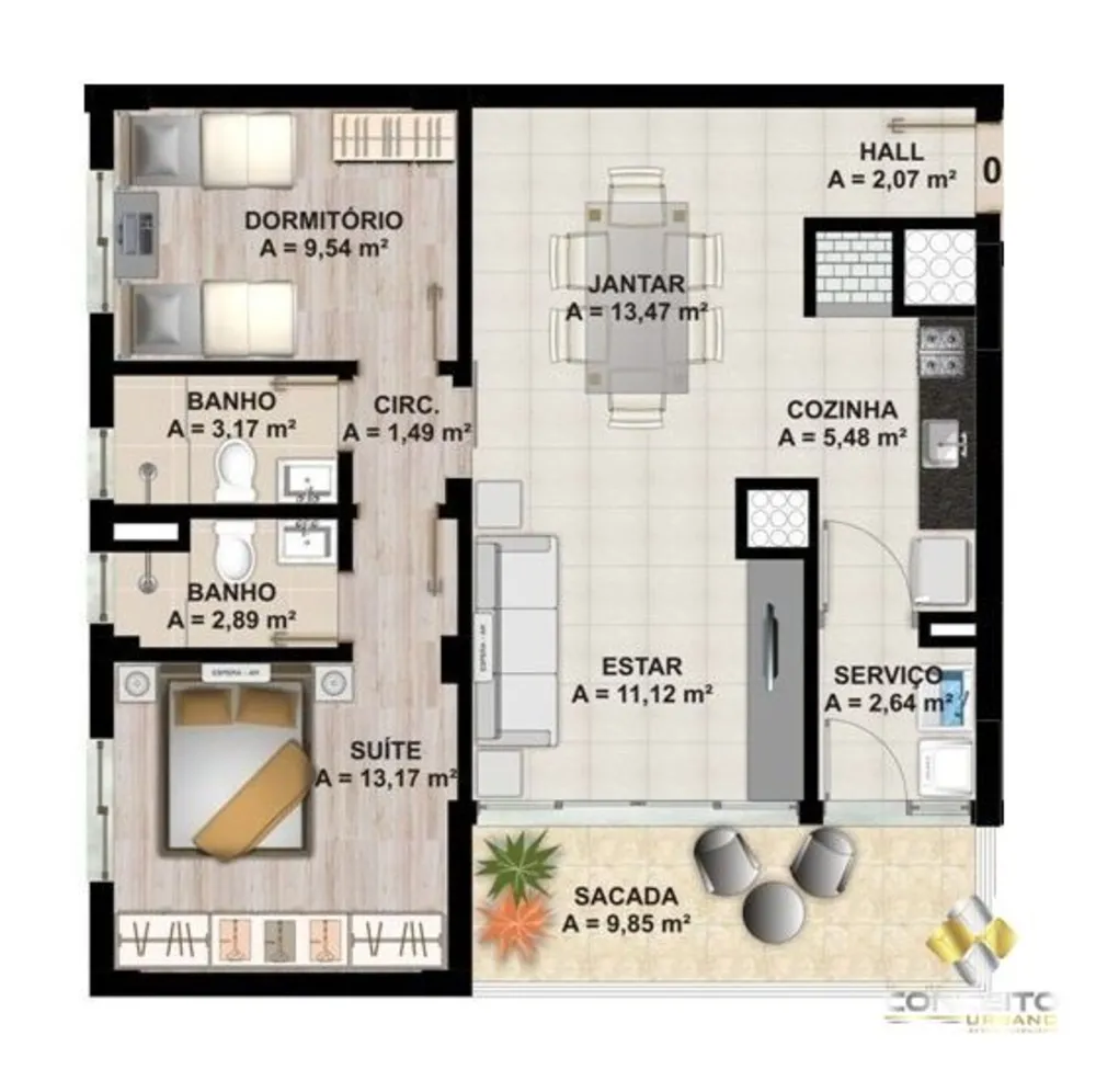 Apartamento, 1 quarto, 41 m² - Foto 1