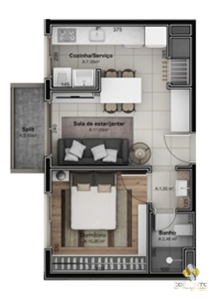 Apartamento, 1 quarto, 43 m² - Foto 1